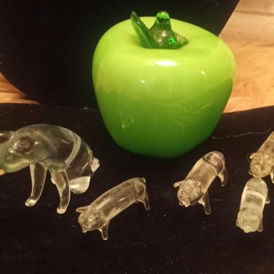 Pigs Clear Blown Glass Piggies