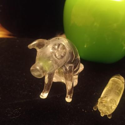 Pigs Clear Blown Glass Piggies