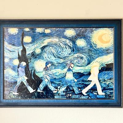 LOT 7  FRAMED POSTER VAN GOGH#BEATLES STARRY NIGHT ABBY ROAD