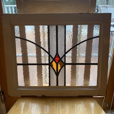 Two Hanging Stained Glass Window Panes (LR-KW)