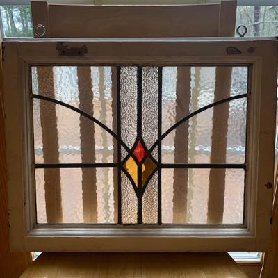 Two Hanging Stained Glass Window Panes (LR-KW)