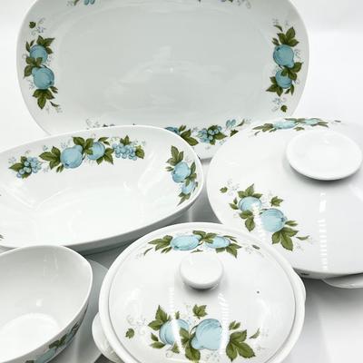 NORITAKE ~ Blue Orchard ~ 5 Pc Place Setting For 8 + Serving Pieces (45 pieces)