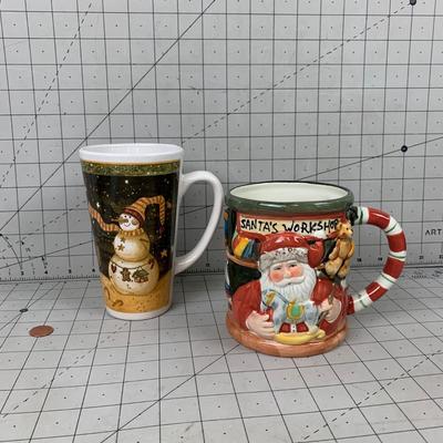 #63 Santa's Workshop and Snowman Mugs