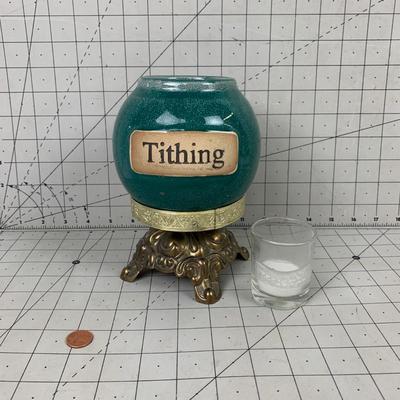 #72 Tithing Jar/Stand and Tea Candle