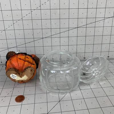 #76 Glass Pumpkin Jar and Bear