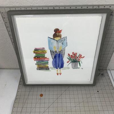 #141 Girl In Books Framed Art Print