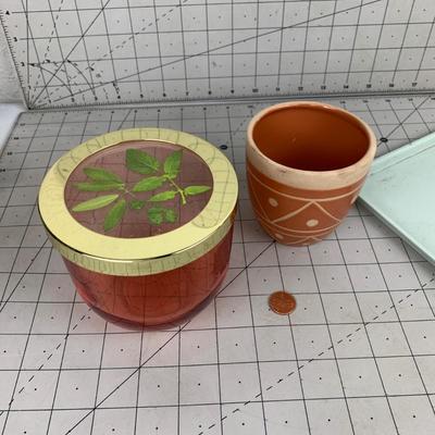 #257 Mini Plant Pot, Glass Jar and Tray