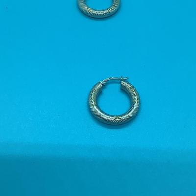 14K white gold hoop earrings