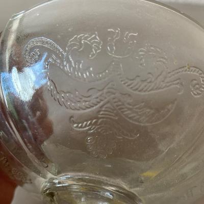 Vintage etched clear, glass candy dish