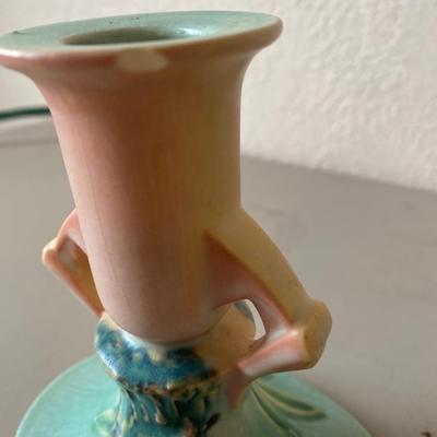 Roseville, serving bowl with two candleholders
