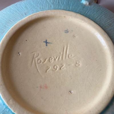 Roseville, serving bowl with two candleholders