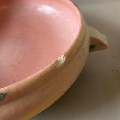 Roseville, serving bowl with two candleholders