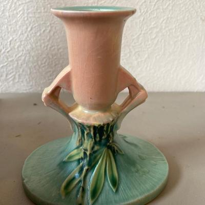 Roseville, serving bowl with two candleholders