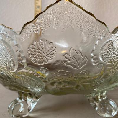 Vintage etched, clear, glass candy dish