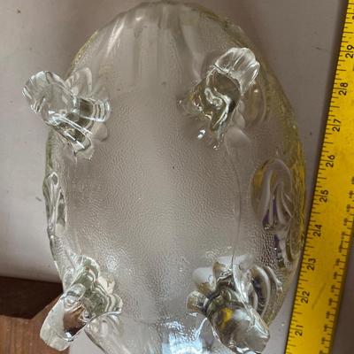 Vintage etched, clear, glass candy dish