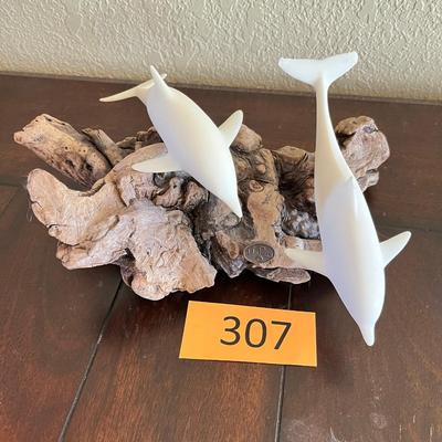 John Perry White Dolphins Sculpture