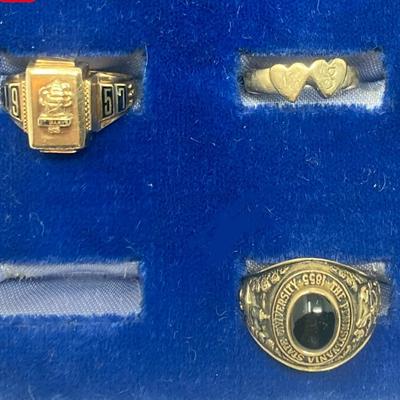 Lot of 3 Vintage 10k Yellow Gold High School and College Class Rings