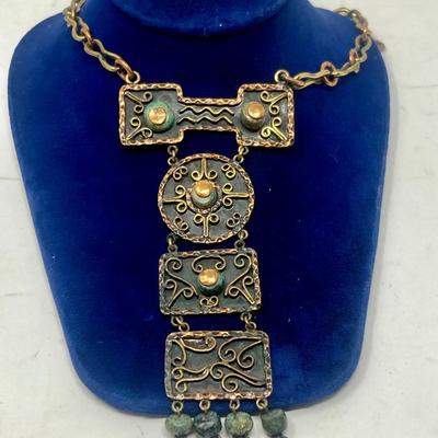 Casa Maya Hand wrought, Mid Century, Hammered, Copper Necklace