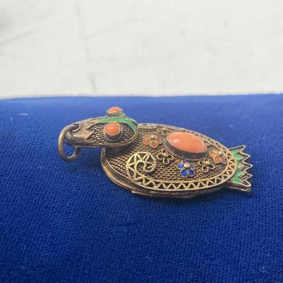Vintage Chinese export Mandarin Duck Locket Pendant.