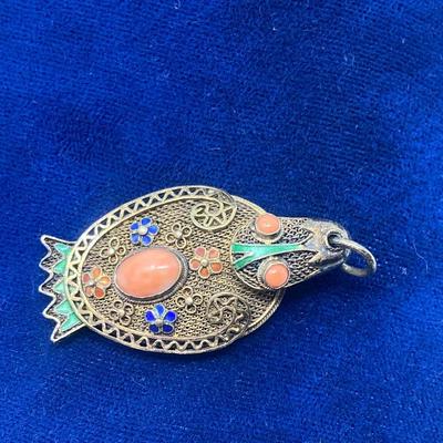 Vintage Chinese export Mandarin Duck Locket Pendant.
