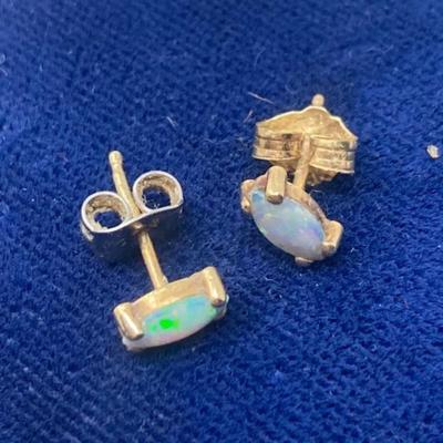 Pair of Peridot and pair of Opal 14K Gold Post Earrings