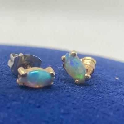Pair of Peridot and pair of Opal 14K Gold Post Earrings