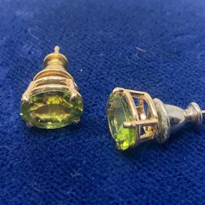 Pair of Peridot and pair of Opal 14K Gold Post Earrings