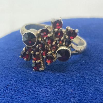 Silver Pendant and 900 sterling ring with red stones