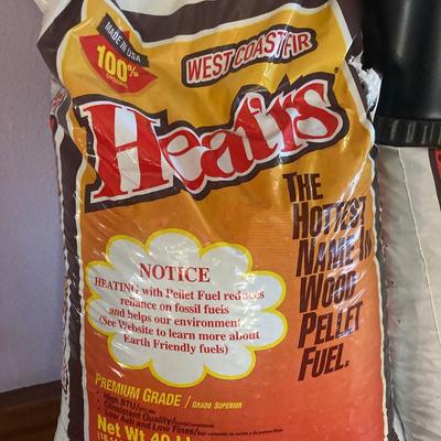Lot of wood pellets and stove accessories