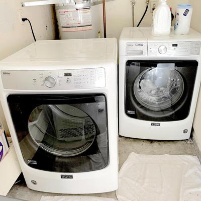LOT 10  LIKE NEW MAYTAG WASHER & GAS DRYER FRONT LOADING STACKABLE