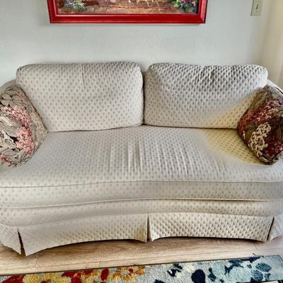 LOT 16  #2 SOFA DOWN FILLED SHERRILL FURNITURE CO UPHOLSTERED IVORY TEXTURED FABRIC