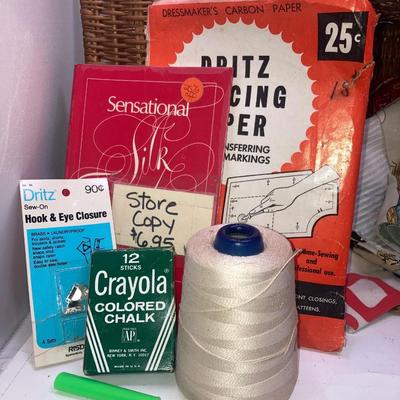 Vintage Basket full of sewing accessories