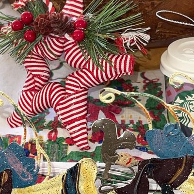 LOT 22 JOYFUL CHRISTMAS DECORATION GROUP ORNAMENTS STARBUCKS CHEASE BOARD