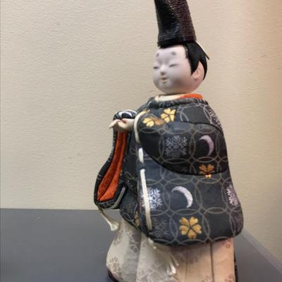 Japanese Hina doll and tea cups hand painted by Kinuko Yamabe