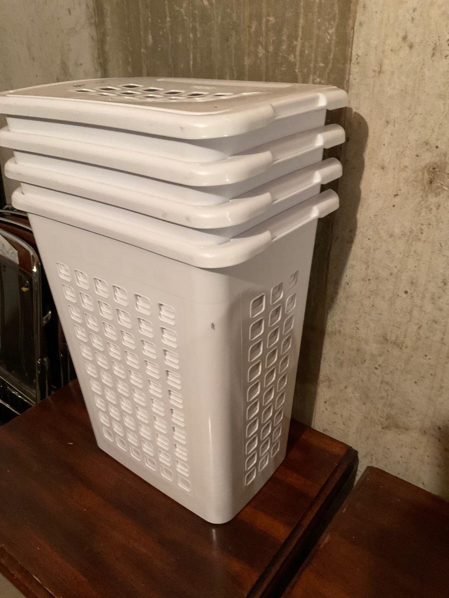 Four Laundry Baskets With Lids