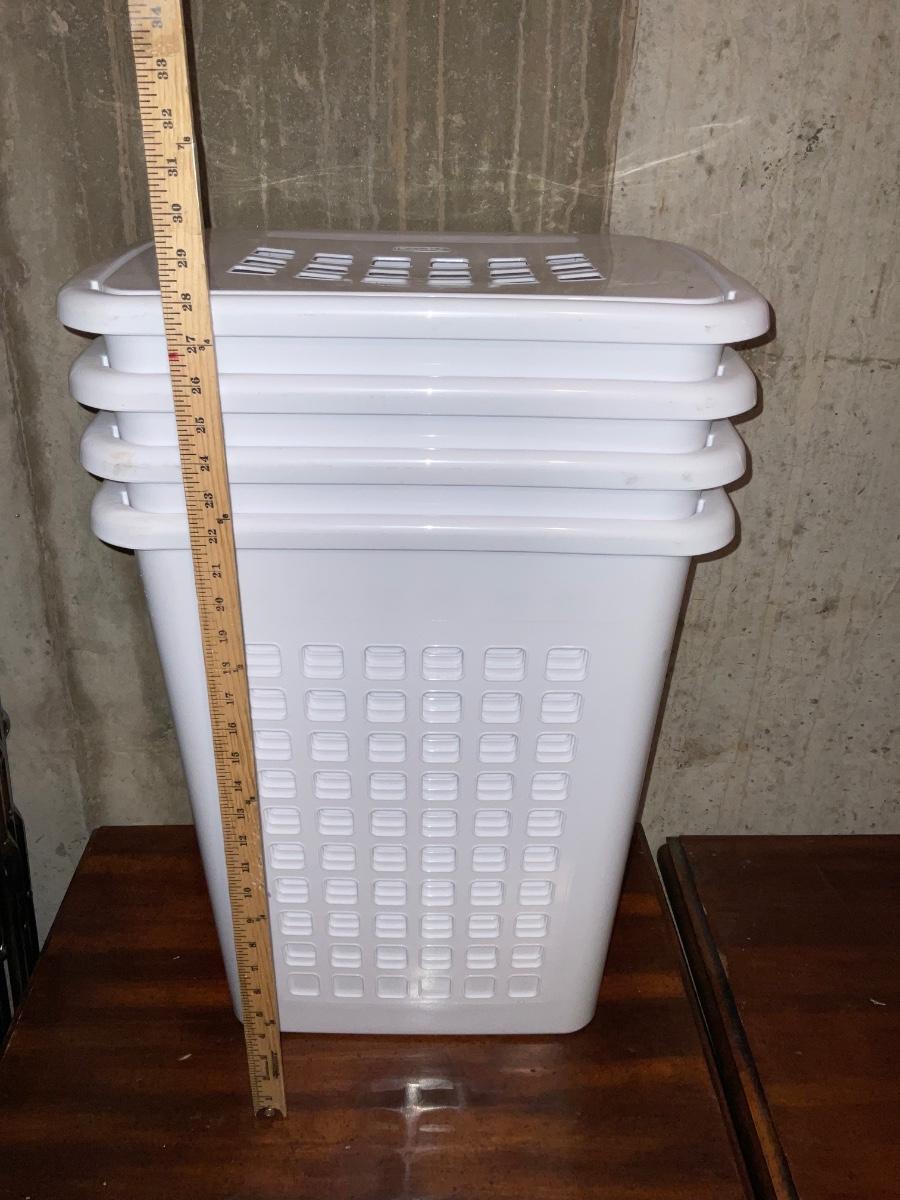 Four Laundry Baskets With Lids