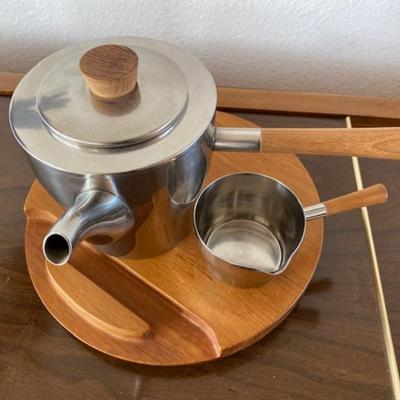 Danks Stainless with Teak Tea or Cocoa Service