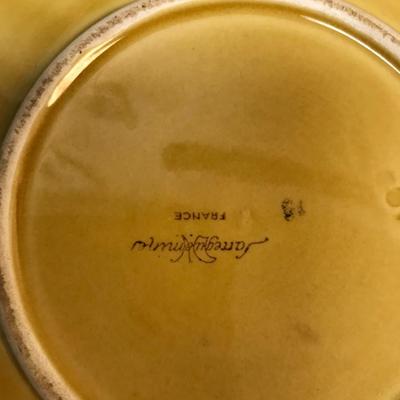Vintage Sarreguemines French Majolica Pottery Strawberry Jam Pot