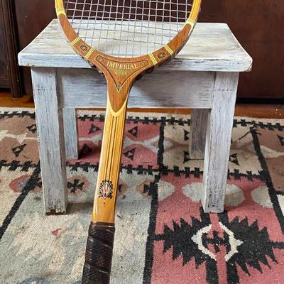 Lot of decorative items and vintage sports equipment
