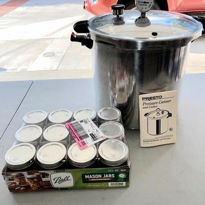 LOT 26  PRESTO PRESSURE CANNING COOKER W/BALL MASON JARS