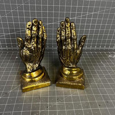Cast Metal Praying HANDS Books Ends, COOL!!!
