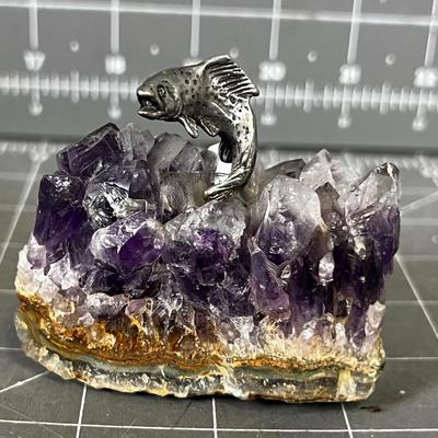 Amethyst with a Trout, DÃ©cor or Paperweight
