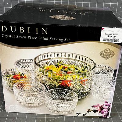 Dublin Crystal Salad Serving Set NEW