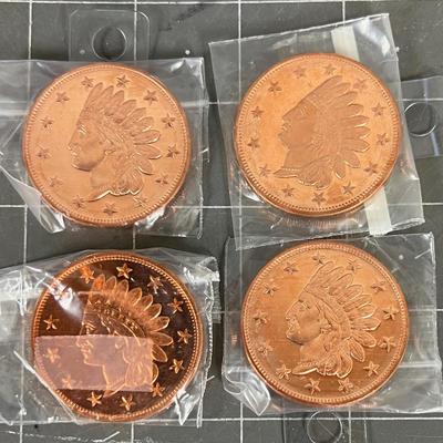 4 Solid Copper 1 Once Coins 