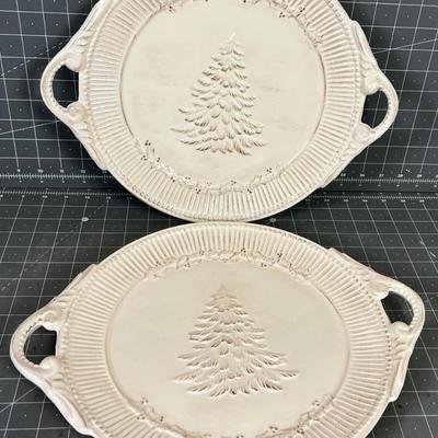 2 Christmas Tree Platters NICE!