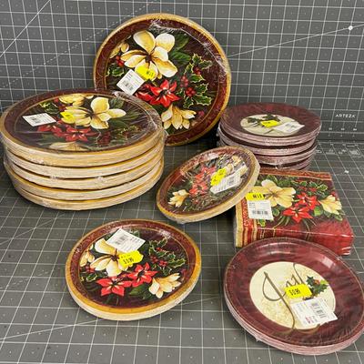 Several Paper Plates & Napkins for the Holidays