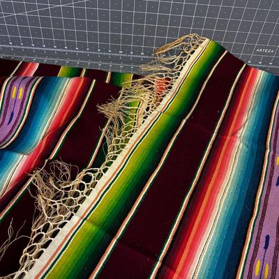 Antique Chimayo Wrap, Serape Blanket, Fringed Edge  