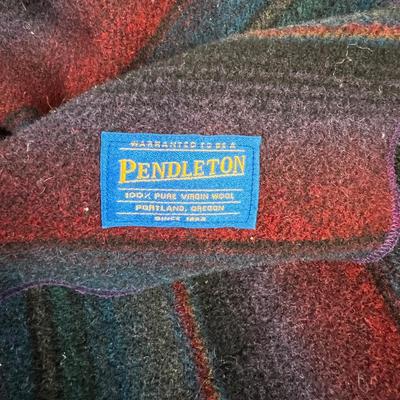 100% Wool Pendleton Blanket: Purple, Blue, Red, Black Green 