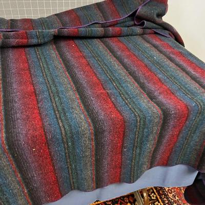 100% Wool Pendleton Blanket: Purple, Blue, Red, Black Green 