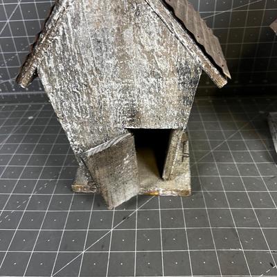 Tin Roof Bird Houses, Twin Pair Taupe Grey 